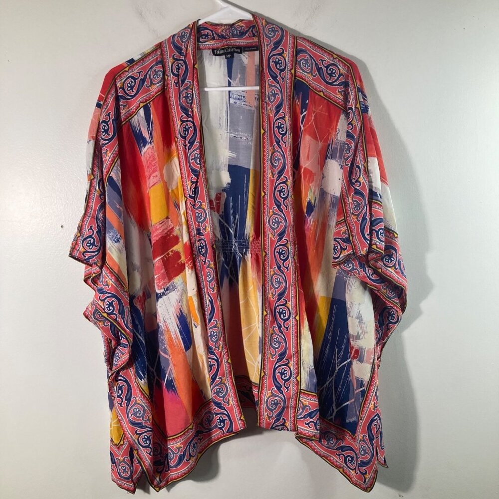 Womens Tolani Collection Kimono Cover Art To Wear Red Blue White‎ MP Modal